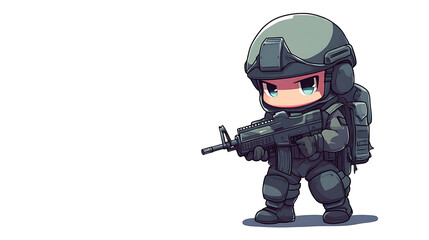 Fototapeta premium Cute Cartoon Soldier Illustration