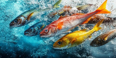 Fresh sea fish caught in pristine waters, showcasing the vibrant variety of fresh sea fish available. Discover the process of sourcing fresh sea fish in clean marine environments.