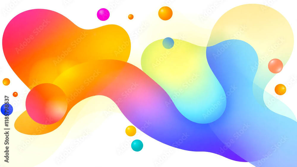 Wall mural vivid and dynamic 3d abstract shapes in vibrant colors creating a playful and modern digital backgro