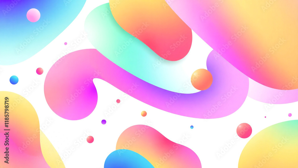 Wall mural vivid and dynamic 3d abstract shapes in vibrant colors creating a playful and modern digital backgro