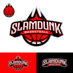 Slam Dunk Basketball Text Logo Stock Vector, Typography Design