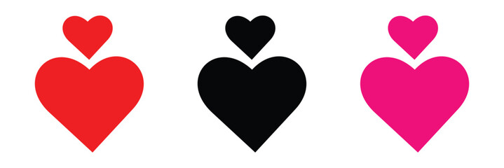 Heart icons, concept of love, linear icons thin grey line  .