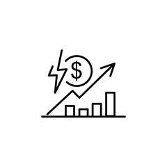 cost electricity icon, price or tariff electric energy, thin line symbol on white background - editable stroke vector illustration