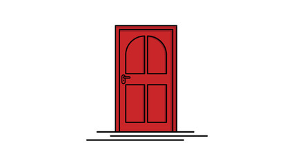 Door, furniture, wooden, Flat design illustration. Can used for architectural design elements