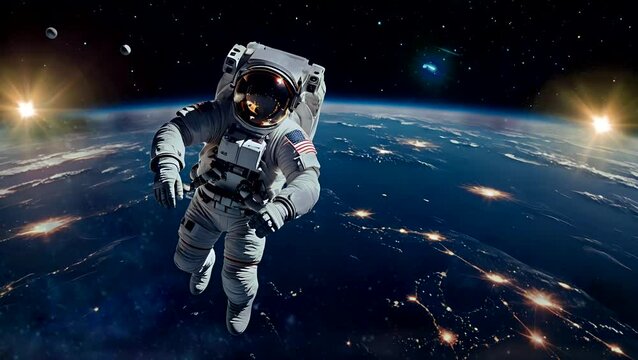 spaceship flying through the space