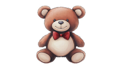 Fototapeta premium Adorable teddy bear with a classic red bow tie, perfect gift for children and collectors