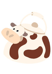 Teapot Cow Cartoon | Teapot Milk Brown Illustration