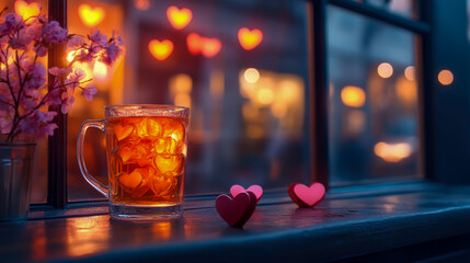 Romantic Evening: A Glass of Warmth and Loves Embrace