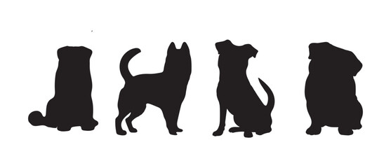 Vector silhouette of dog, dog breed black silhouette logo , icon, 