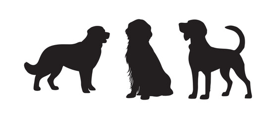 Vector silhouette of dog, dog breed black silhouette logo , icon, 