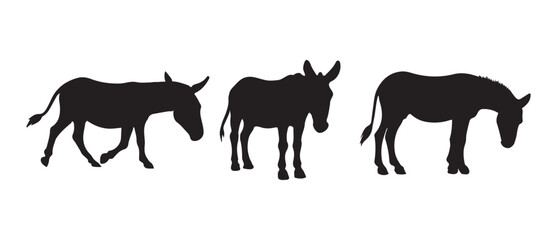 Donkey Animal Silhouettes ,Donkey silhouette vector illustration, Donkey silhouettes vector illustration