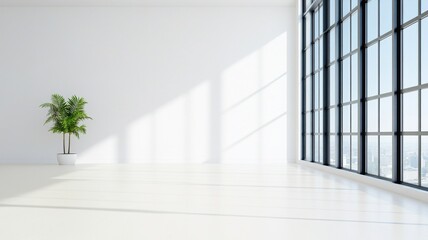 Obraz premium Bright and airy interior captured from a wide angle on a sunny summer day, showcasing vibrant decor and natural light.