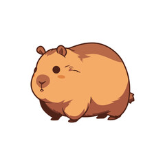 Adorable cartoon capybara illustration in vector format. The chubby capybara is a mix of brown shades and has a curious expression. Perfect for cute animal-themed designs and children's projects.