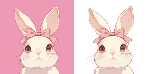 Fototapeta premium White easter rabbit cartoon and cute 