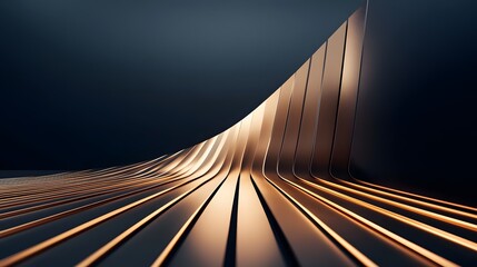 Abstract Gold   Black Curved Lines  Modern Architecture Background