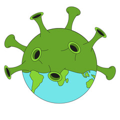 Vector Metapneumovirus occupy Earth. Planet of Earth with HMPV isolated white background. Perfect template design for medical Metapneumovirus info banner poster flyer cover print. Eps 10