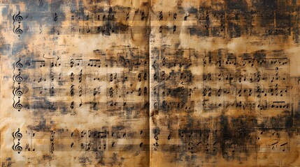Aged Music Sheet Notes Displaying a Vintage Melody