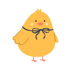 Cute yellow little chick isolated on background