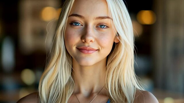 pretty blond hair woman at luxurious restaurant