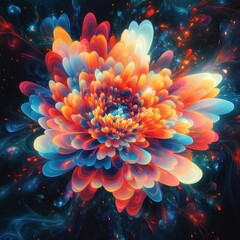 Vibrant Cosmic Flower Abstract Art Design