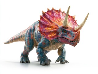 Fototapeta premium A colorful, stylized dinosaur resembling a Triceratops with vibrant features.