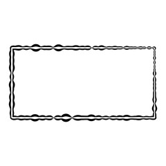 black rectangular frame with wavy, distorted edges, frame is black and has a double outline vector illustration element.