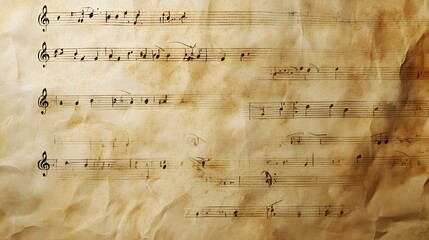 Fototapeta premium Aged Music Sheet Displays Classical Composition Notes