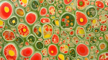 Abstract Green Red Yellow Fluid Art Texture Background