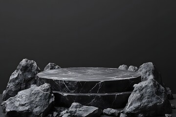 Dark Marble Platform Rocks Display Background