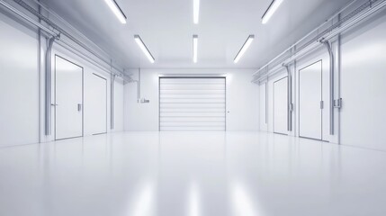 Obraz premium 3d rendering of white modern house with garage entrance, Minimal architecture.