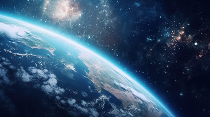 Obraz premium Stunning View of the Entire Globe from Outer Space with Heavenly Bodies and Bright Stars in the Background
