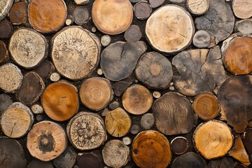 Wooden disc wall texture background design