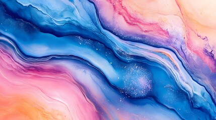Abstract Fluid Art Painting  Blue  Pink  Purple Swirls