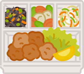 シンプルでかわいいお弁当アイコン：唐揚げ弁当