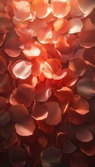 A beautiful display of vibrant red rose petals creating an elegant and romantic textured background for floral-themed projects.