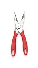 Close-Up of Red Handled Needle Nose Pliers Isolated on White Background for Tool and Hardware Concepts