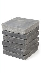 Stack of Gray Concrete Paving Stones Isolated on White Background for Construction and Landscaping Projects