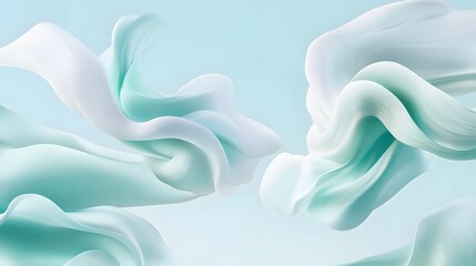 Obraz premium Abstract Pastel Green White Fluid Wave Background