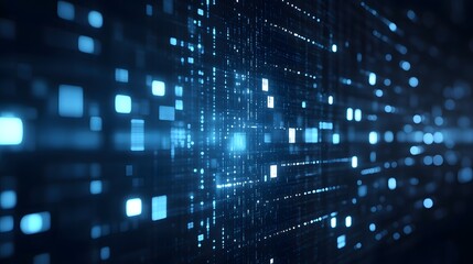 Obraz premium Abstract Blue Digital Data Stream Technology Background