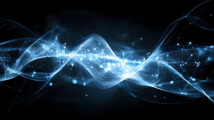 Abstract Blue Digital Wave  Technology Background