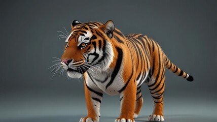 Obraz premium The majestic Bengal tiger, a powerful carnivore with striking stripes, prowls through the jungle on safari