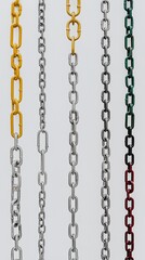 Colorful Vertical Chains Hanging Against a Neutral Background in a Modern Industrial Design