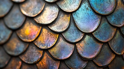 Iridescent Scales: A Close-Up of Shimmering, Overlapping Patterns