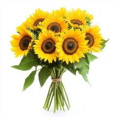 Obraz premium Bouquet of sunflowers isolated on white background