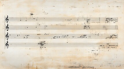 Fototapeta premium Distressed Sheet Music Displays Musical Notes On Aged Paper