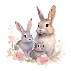 Obraz premium Winter Bunnies Garden Clipart Vector Illustration