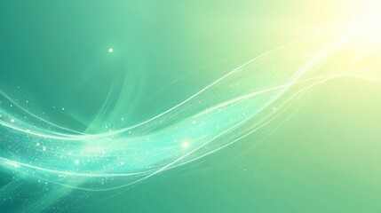 Ethereal Green Light Waves with Sparkles and Soft Glow Effect