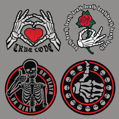 set, gothic sign with skull, grunge vintage design t shirts
