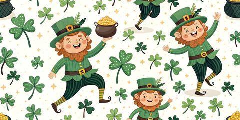Obraz premium Seamless Pattern Celebrate Luck and Charm: St. Patrick's Day Inspirations, Use for Print & Digital Design Fashion & Textiles., Home Decor Products, 