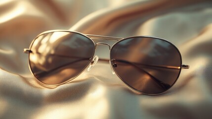 Aviator Sunglasses on Silk: A Golden Hour Fashion Still Life